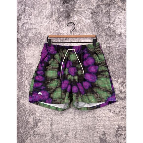 OAS Swim Trunks Medium Mens Plaid Tie Dye Lined Shorts - Picture 1 of 6